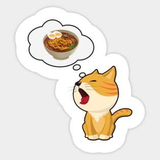 Cat think eating Ramen Sticker